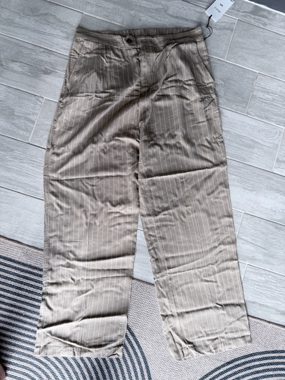 RVCA Men's Pinstripe Wide-Leg Chinos - Taupe